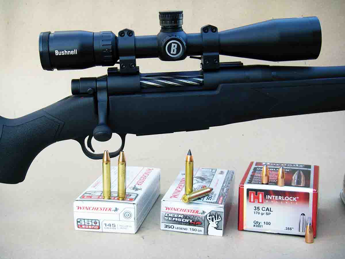 A Mossberg Patriot topped with a Bushnell Prime 3-12x 40mm scope was selected to test Winchester’s .350 Legend ammunition.